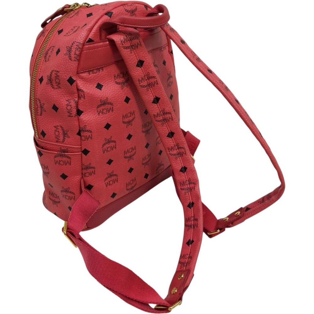 (EH) MCM Backpack Bag Red PVC - Picture 3 of 9